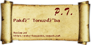 Pakó Tonuzóba névjegykártya
